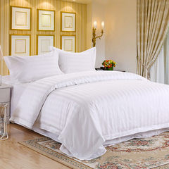 纯棉星级宾馆酒店客房床上用品三四件套全棉缎条床单被套布草批发 2米四件套