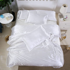 批发直销夏季水洗真丝四件套简约纯色被套床单床上用品一件代发 1.2m床