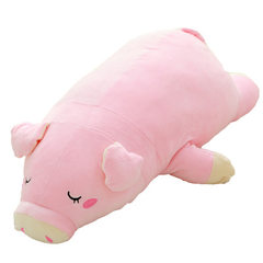 赛特正版趴趴猪公仔毛绒玩具抱枕男女朋友礼物可爱粉红贪睡猪玩偶 粉红 32厘米