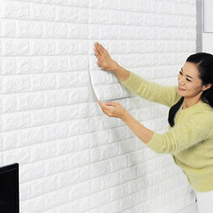 3D电视背景砖纹3d立体墙贴客厅泡沫砖贴纸卧室仿软包自粘墙纸 特价米白色