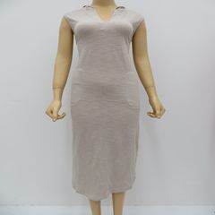 Spot women's leggy long dress, grey sleeveless cap dress gray S