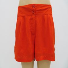 女士纯色双层雪纺短裤，拉链纽扣款时尚短裤 橘色 XL