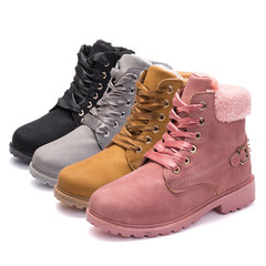 Autumn and winter new Martin boots, cotton boots, velveted warm boots, riveted boots, snowy boots for children Pink Thirty-six