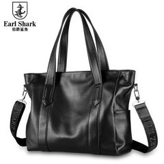 Earl Shark Man's Bag Leather Man's Handbag Korean Men's Business Briefcase Head Layer Cowhide Computer Bag black